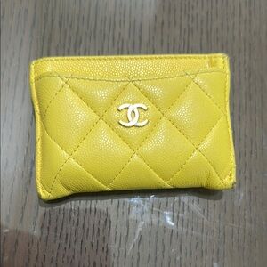 Chanel Yellow Quilted Leather Wallet